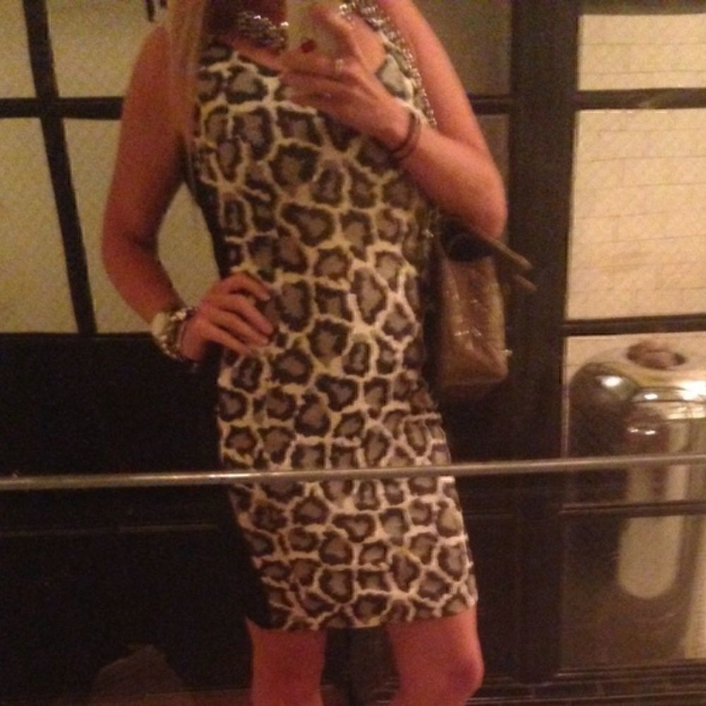DVF leopard print dress sz 4 like new